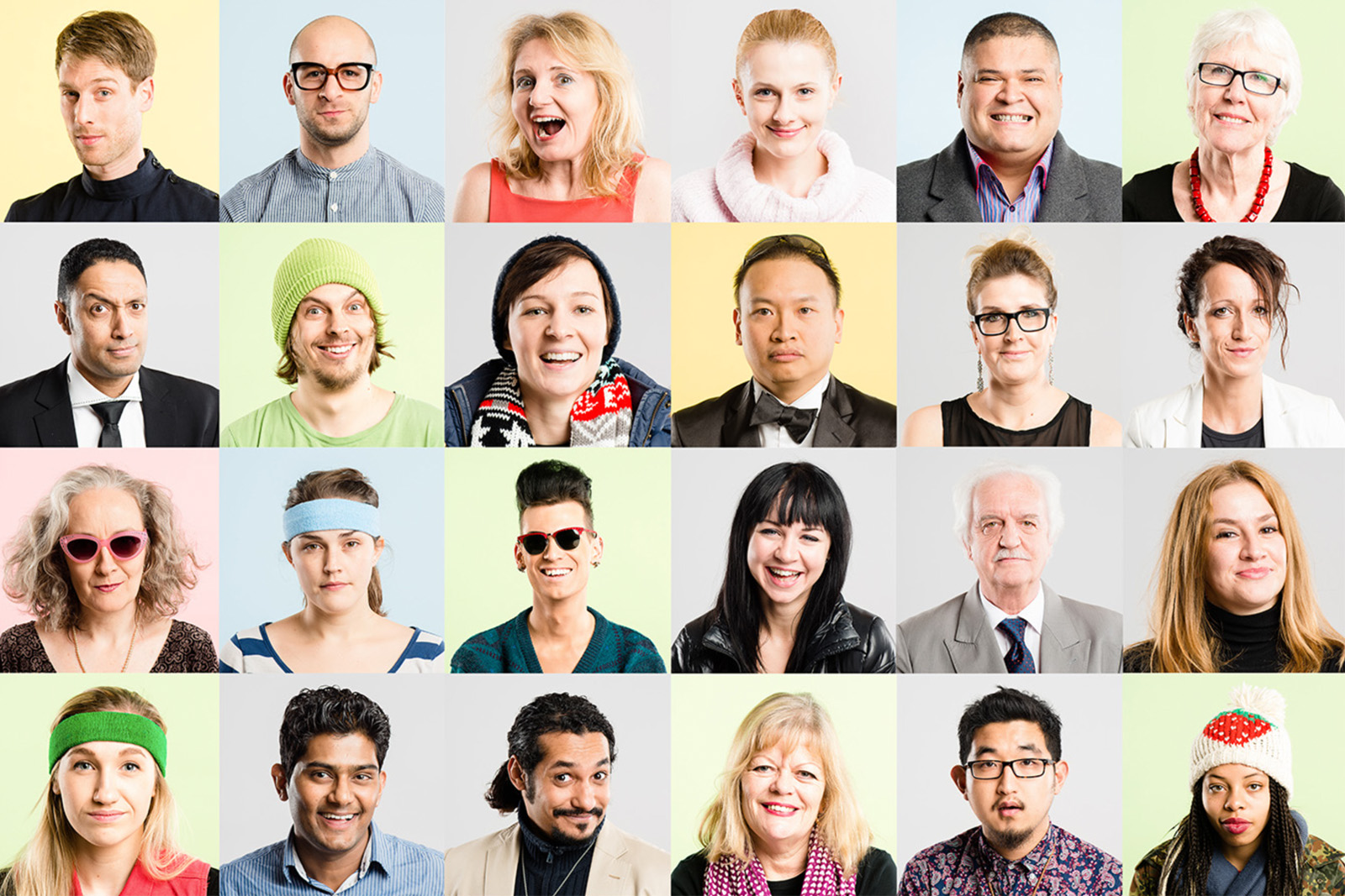 A collage of people of different ages and backgrounds